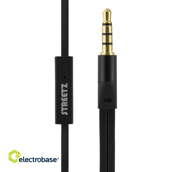 STREETZ in-ear headset, 1-button remote, 3.5mm, microphone, black / HL-W102