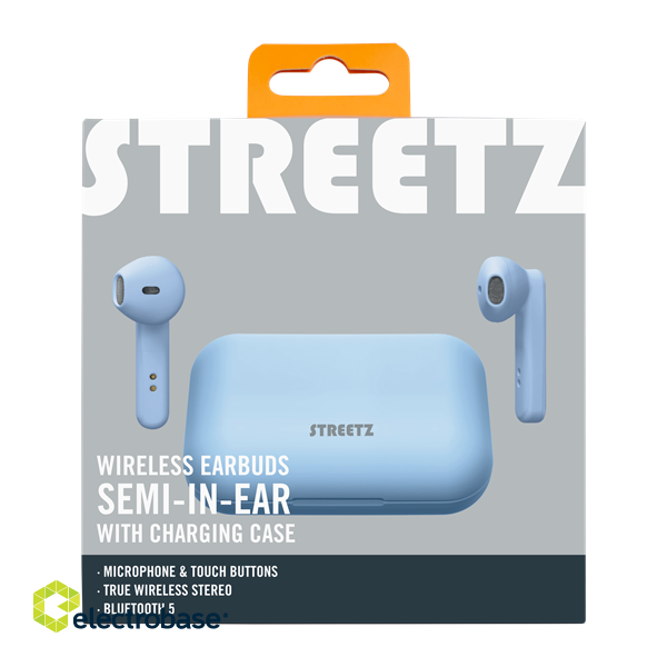STREETZ True Wireless Stereo Headphones with Charging Case, semi-in-ear, BT 5, matt blue  TWS-107 image 6