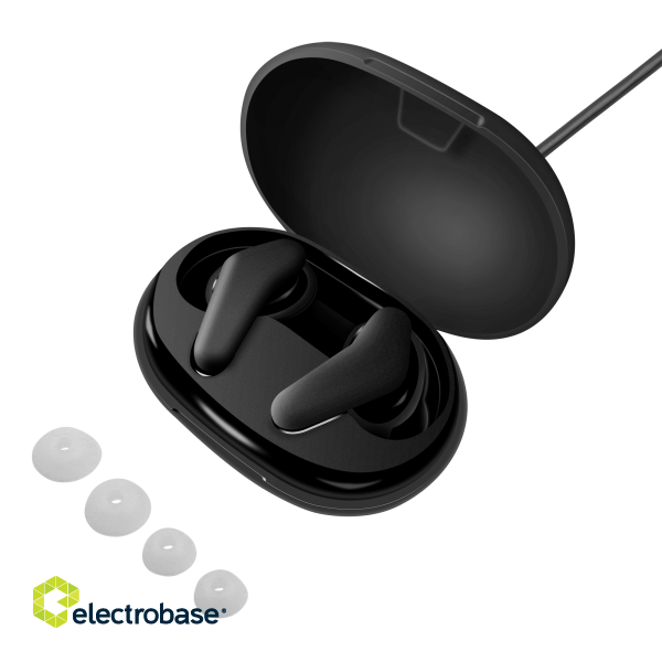 Wireless earbuds STREETZ with charging case, in-ear, TWS, BT 5, black / TWS-1113 image 5