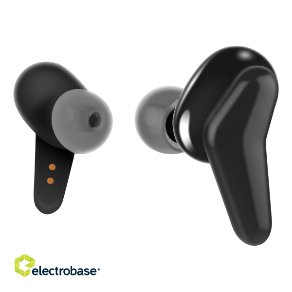 Wireless earbuds STREETZ with charging case, in-ear, TWS, BT 5, black / TWS-1113 image 6