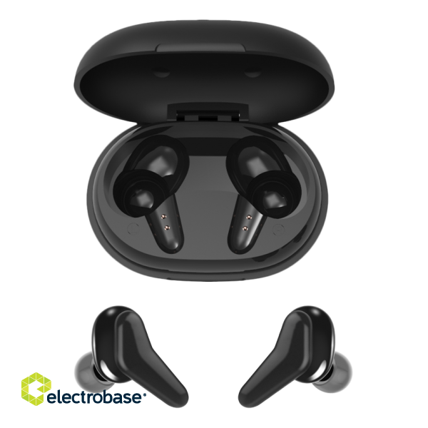 Wireless earbuds STREETZ with charging case, in-ear, TWS, BT 5, black / TWS-1113 image 7
