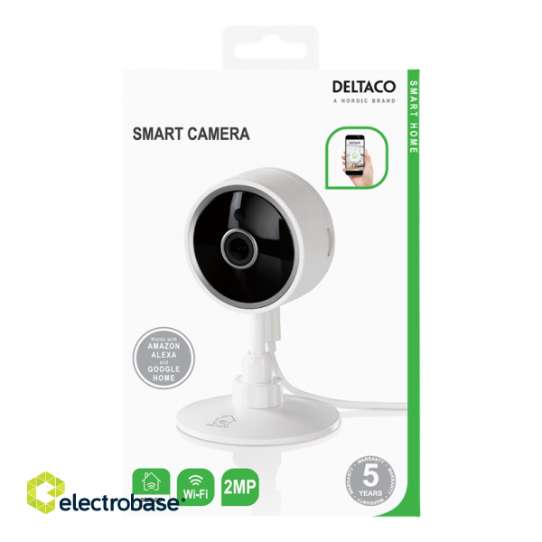 DELTACO SMART HOME network camera for indoor use, WiFi 2.4GHz, 1080p, IR 10m, 1/4 "CMOS, microSD, white  SH-IPC02 image 2
