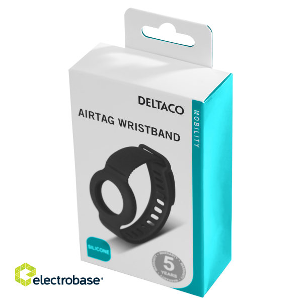Silicone bracelet for Apple AirTag DELTACO adjustable size, black / MCASE-TAG16 image 9