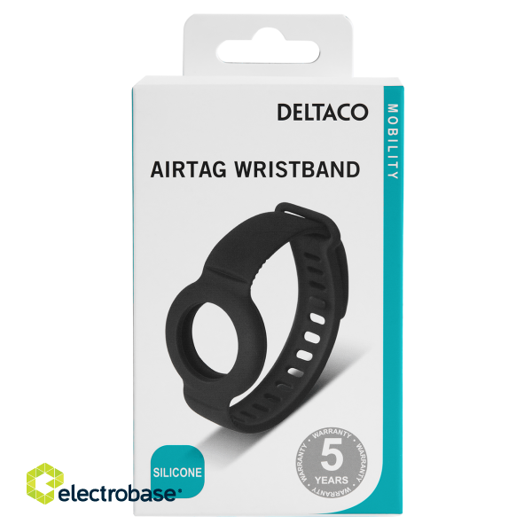 Silicone bracelet for Apple AirTag DELTACO adjustable size, black / MCASE-TAG16 image 10