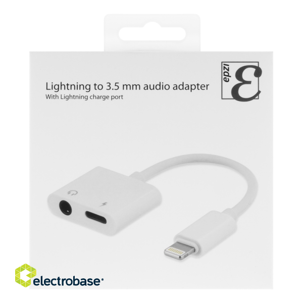 Audio adapter Epzi Lightning to 3,5 mm, supports charging and music, aluminum case, white / IPLH-594 image 2