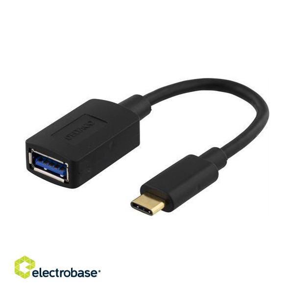 DELTACO USB 3.1 adapter, Gen 1 , Type C male - Type A female, 15cm, black  / USBC-1204 image 1