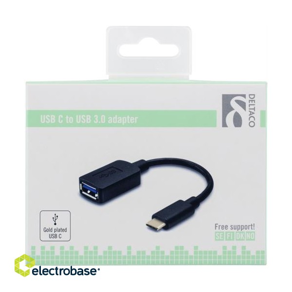 DELTACO USB 3.1 adapter, Gen 1 , Type C male - Type A female, 15cm, black  / USBC-1204 image 2