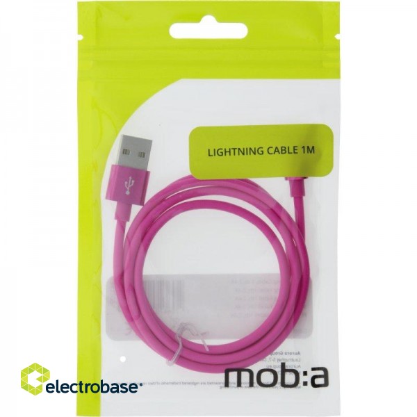 Cable MOB:A USB-A - lightning 2.4A, 1m, pink / 383209 image 3