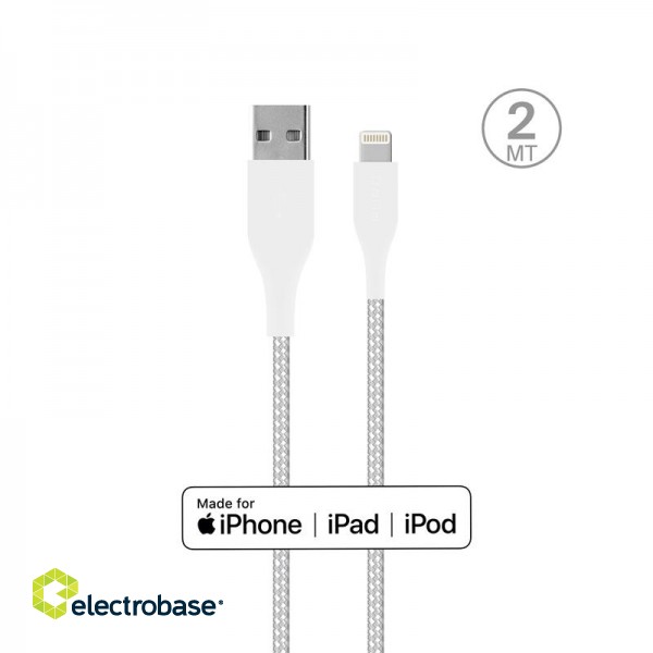 Cable  PURO fabric, ultra strong, USB-A to lightning MFI, 2m, white / CAPLTFABK32MTWHI image 4