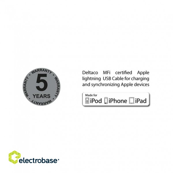 Universal Charge and Sync cable, 1m, Micro USB, USB-C, Lightning DELTACO black / IPLH-155 image 1