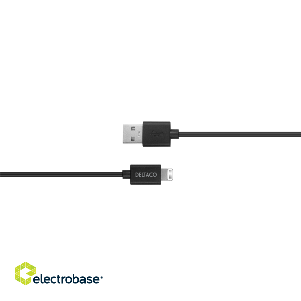 Lightning cable DELTACO 2m, Apple C189 chipset, MFi, FSC-labeled packaging, black / IPLH-412 image 2