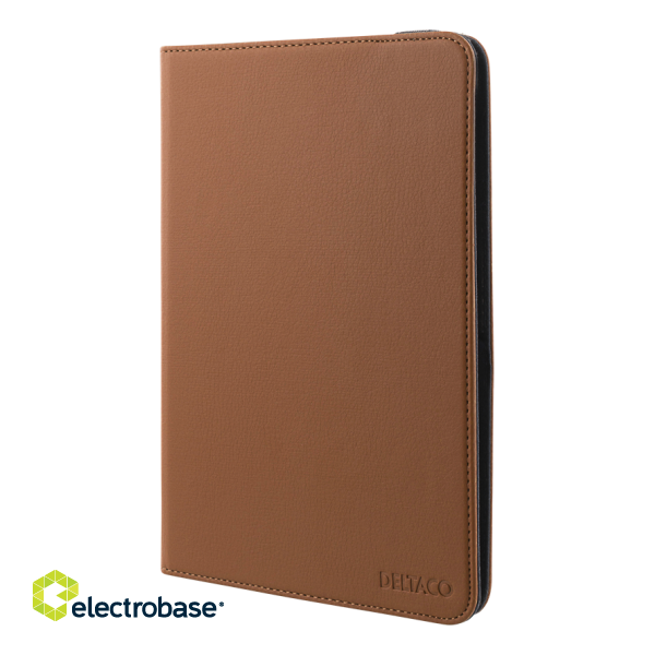 Universal tablet case DELTACO 7/8 ", integrated stand, 360 degree rotatable, brown / TPF-1226 image 1