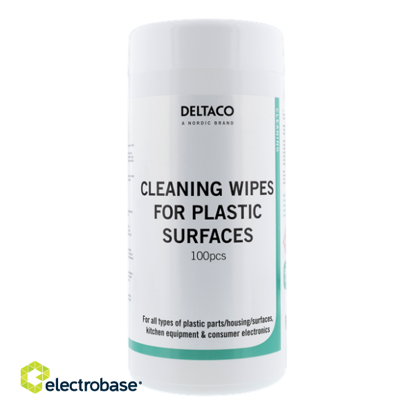 DELTACO wipes for cleaning plastic surfaces, 100 pcs. / CK1022 image 1