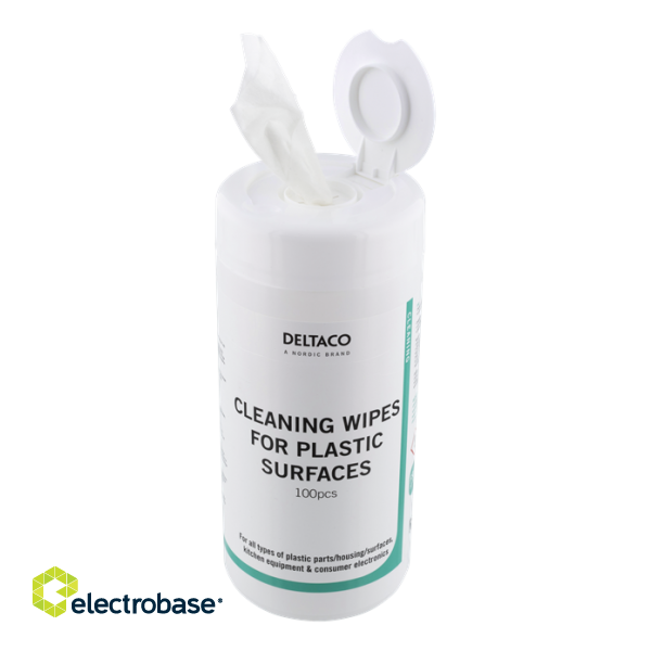 DELTACO wipes for cleaning plastic surfaces, 100 pcs. / CK1022 image 2