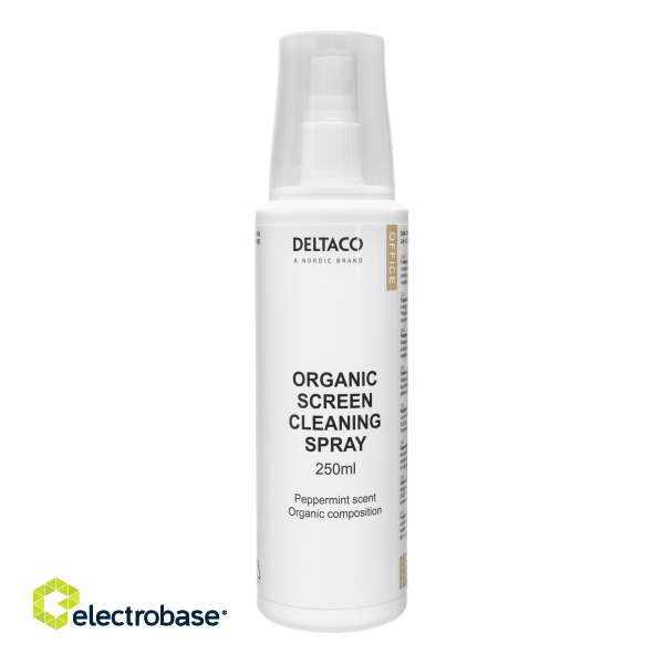 Organic cleaning liquid for screens DELTACO OFFICE 250ml, non-alcoholic and biodegradable, peppermint scent / CK1031 image 3