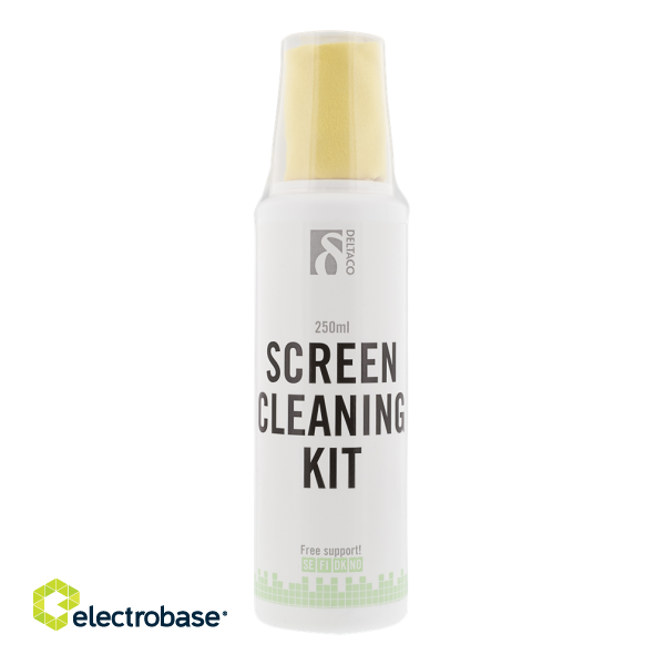 Screen cleaning kit DELTACO 250ml, non-alcoholic,  microfiber cloth, biodegradable / CK1008  image 1