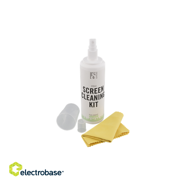 Screen cleaning kit DELTACO 250ml, non-alcoholic,  microfiber cloth, biodegradable / CK1008  image 2
