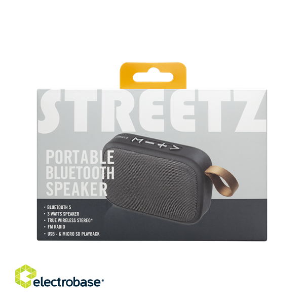 STREETZ portable BT speaker with TWS and FM radio, 3.5 mm, USB-A, micro-SD, black CM770 image 8