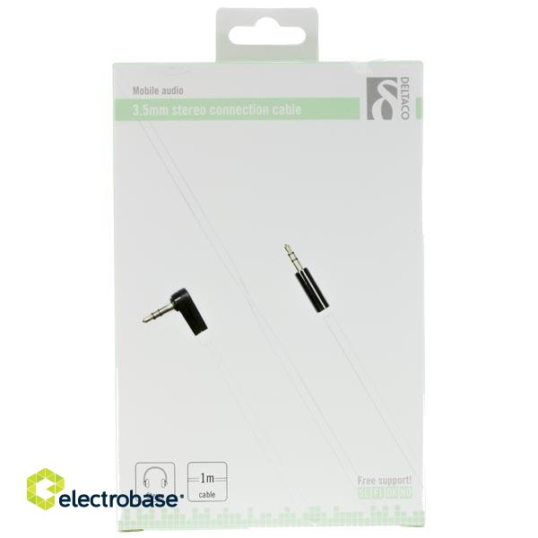 Phone cable DELTACO audio, 3pin, 3.5mm-3.5mm angled, 1.0m, white flexible / AUD-123 image 2