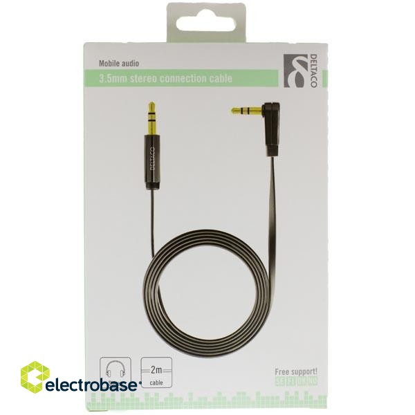 Phone cable DELTACO audio, 3pin, 3.5mm-3.5mm angled, 2.0m, black flexible / AUD-124 image 2