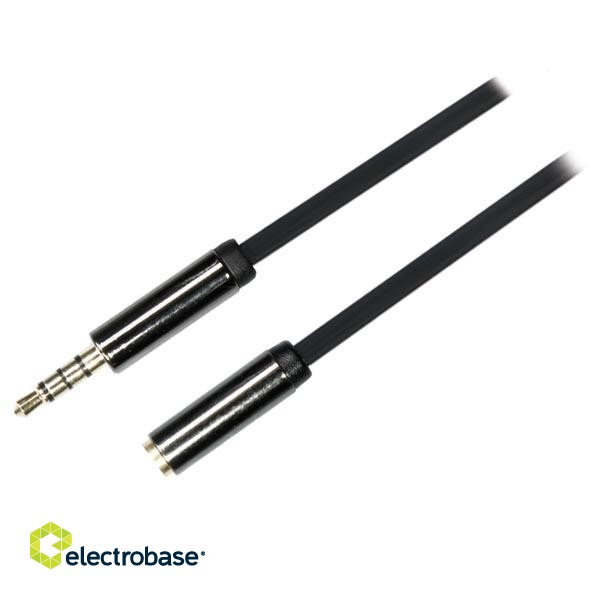 Phone cable DELTACO audio, extender 4pin, 3.5mm, 1.0m, black flexible / AUD-151 image 1