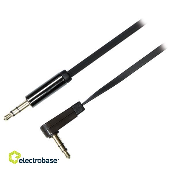Phone mobile DELTACO audio, 3.5mm-3.5mm angled, 1.0m, black flexible / AUD-121 image 1