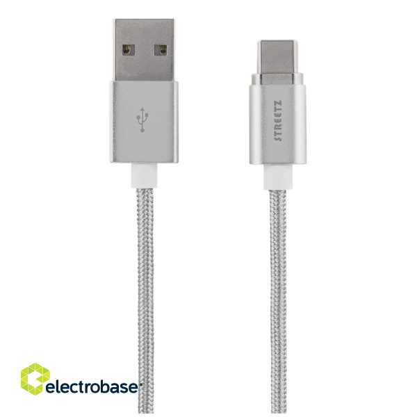 Magnetic cable STREETZ USB 2.0, USB-C, 1m, silver / USBC-1271 фото 1