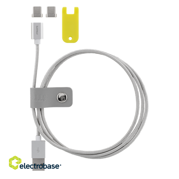 Magnetic cable STREETZ USB 2.0, USB-C, 1m, silver / USBC-1271 image 3