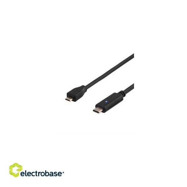 USB 2.0 cable, Type C - Type Micro B ha, 1m, black DELTACO / USBC-1024 image 3
