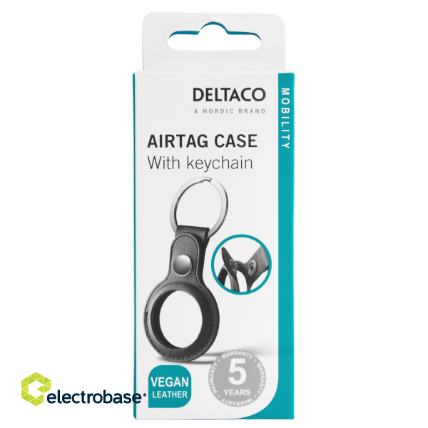 Apple AirTag case DELTACO keychain, vegan leather, black / MCASE-TAG10