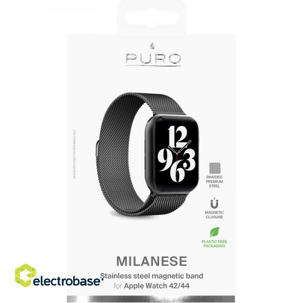Milanese magnetic band PURO for Apple watch 44mm, black / AW44MILANESEBLK image 2
