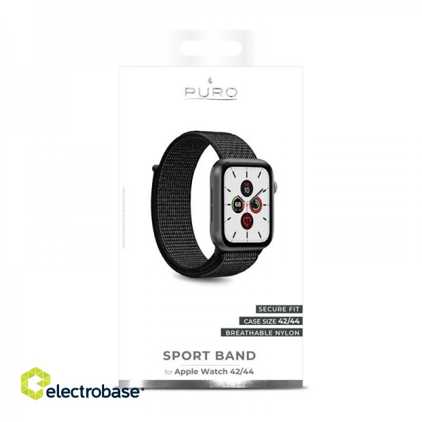 Nylon band PURO for Apple Watch 44mm, black / AW44SPORTBLK image 1