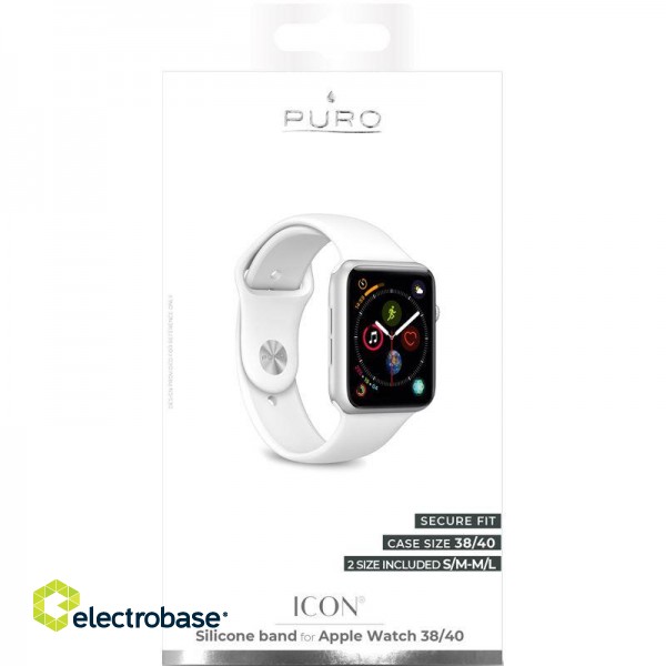 Silicone band PURO for Apple Watch, 40mm, white / AW40ICONWHI image 1