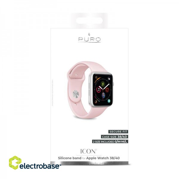 Silicone band PURO for Apple Watch, pink / AW40ICONROSE image 7