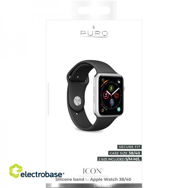 Silicone Band PURO ICON for Apple Watch, black / PUICNAW40BLK image 3