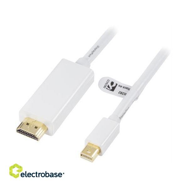 Adapter DELTACO DisplayPort / HDMI, 2m, white / DP-HDMI202 фото 2