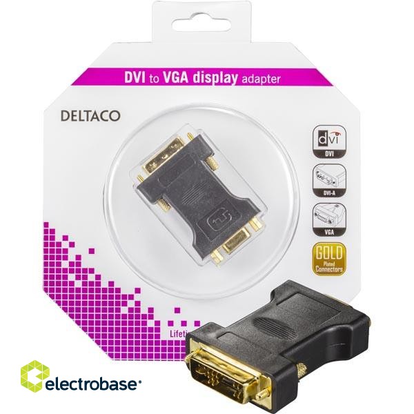 Adapter DELTACO DVI-A-M - VGA-F, black / DVI-4-K image 2