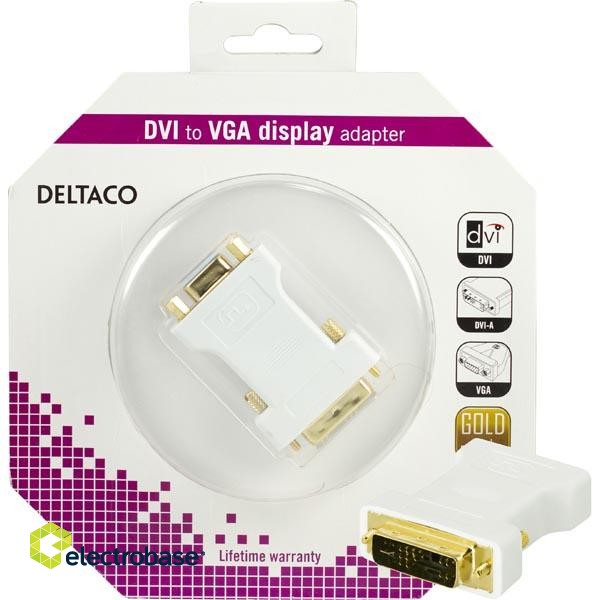 Adapter DELTACO DVI-A-M - VGA-F, white / DVI-4A-K image 1