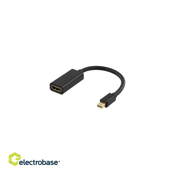 Adapteris DELTACO mini DisplayPort - HDMI, 4K, 0,2 m, juodas / DP-HDMI25-K paveikslėlis 3