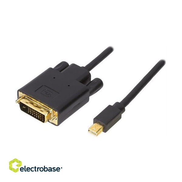 Adapter DELTACO mini, DisplayPort / DVI-I, 2m, black / DP-DVI202 фото 1