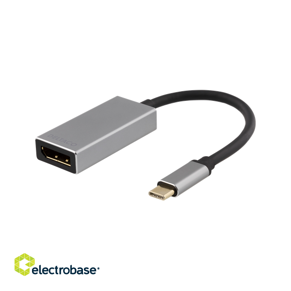 Adapter DELTACO USB-C-DisplayPort, 3840x2160, 60Hz, space gray / USBC-DP2 image 2