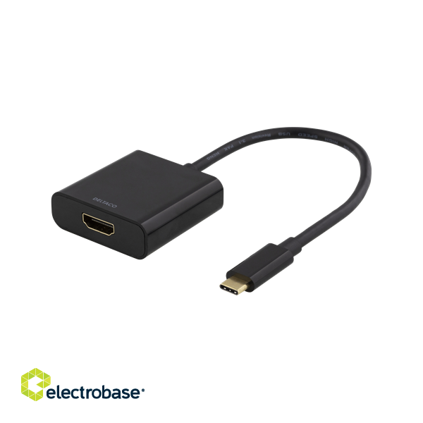 Adapter DELTACO USB-C to HDMI, 4096x2160 30Hz, black / USBC-HDMI8 image 1