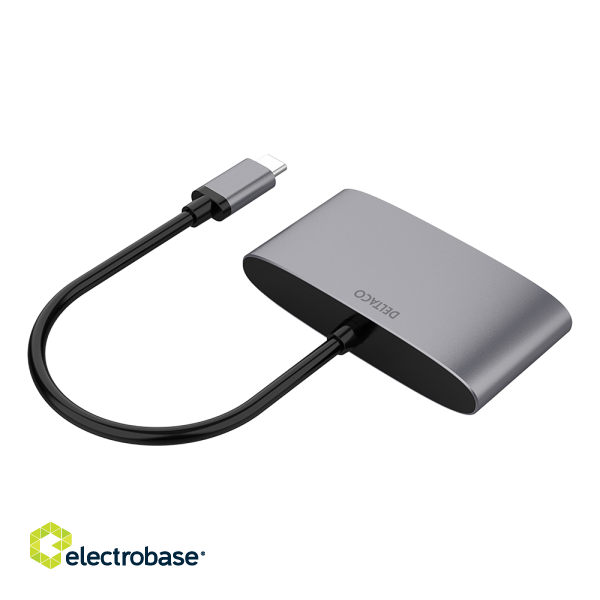 Adapter DELTACO USB-C to HDMI and USB A, port with Power Delivery 3.0, 3840x2160 60Hz, space grey / USBC-HDMI22 image 2