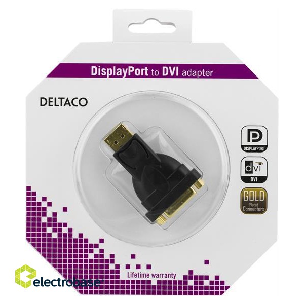 DELTACO DisplayPort to DVI-I Single Link adapter, black, 1080p,DP-DVI22-K image 4