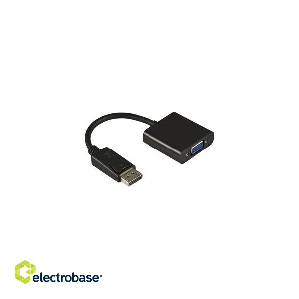 DELTACO DisplayPort to VGA Adapter, Full HD in 60Hz, Black, 0.2m, 20-pin ha - 15-pin ho /  DP-VGA7 image 1