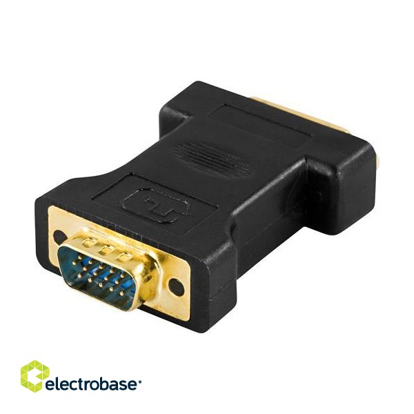 DELTACO DVI adapter, DVI-I Single Link - VGA, 24 + 5-pin ho - 15-pin ha, gold-plated connectors / DVI-6 image 2