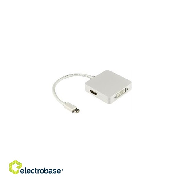 DELTACO Mini DisplayPort - DVI / HDMI / DisplayPort adapter, White / DP-MULTI1 фото 1