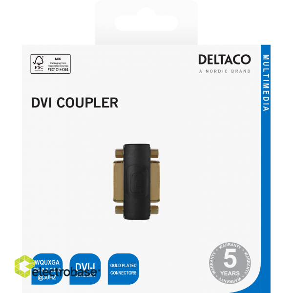 DVI-I Dual Link adapter DELTACO female - female, 1080p 60Hz, black / DVI-7-K / 00120005 image 2