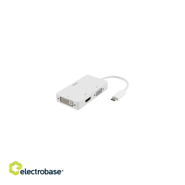 USB-C to HDMI / DVI / VGA adapter, 4K, DP Alt Mode, white DELTACO / USBC-HDMI15 image 1