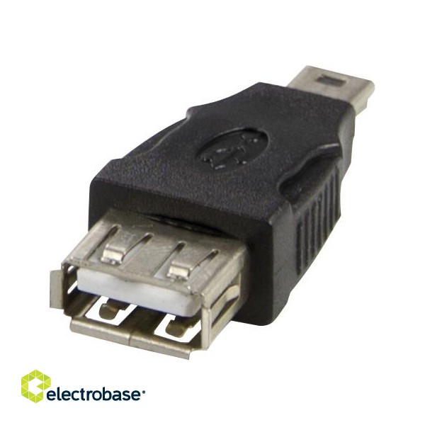 USB adapter DELTACO Type A ho - Type Mini-B ha, black / USB-72 image 2